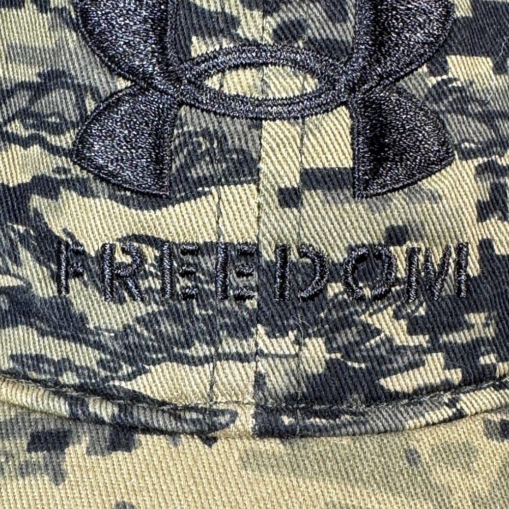 Under Armour Hat Cap Strap Back Mens One Size Green Camo‎ UA Freedom Embroidered - Picture 7 of 13